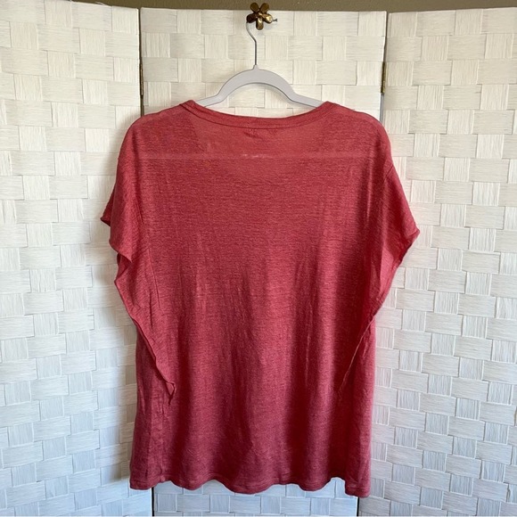 Sundance Womens 100% Linen Ruffle Tee Blouse Size XS Basic Spring Flutter Sleeve - Picture 12 of 12